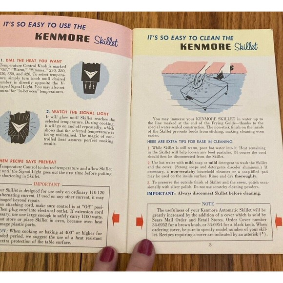 Kenmore Automatic Skillet Recipe Book Vintage 1955 Booklet Manual Paperback - Picture 3 of 9